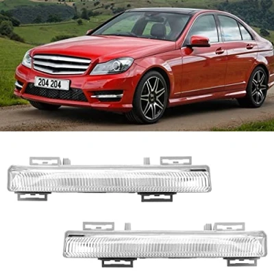 Abbildung von KYYET Tagfahrlicht Baugruppe Kompatibel mit Mercedes Benz W204 S204 W212 R172 C230 C250 C300 C350 E350 E400 E550 2007 2014 DRL Nebelscheinwerfer LED Lampen links und rechts