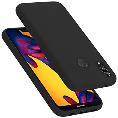 Abbildung von Cadorabo Hülle kompatibel mit Huawei P20 LITE 2018 / NOVA 3E Handyhülle für Case aus flüssigem Silikon stoßfeste dünne TPU Schutzhülle Liquid SCHWARZ