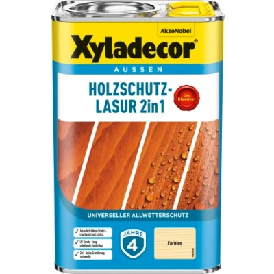Abbildung von Xyladecor Holzschutz Lasur 2 in 1, 4L, farblos