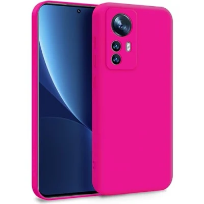 Abbildung von MyGadget Hülle für Xiaomi 12 Pro Zweilagige Handyhülle mit Kameraschutz Cover Innenfutter &amp; Silikon außen Magenta Rot