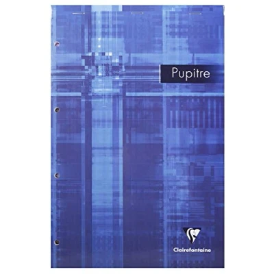 Abbildung von Clairefontaine 66135C Packung mit 5 Blöcken Pupitre DIN A4+ kopfseitig geheftet, mikroperforiert, 4 fach gelocht, 80 Blatt 90g, liniert Rand, farbig sortiert, 1 Pack