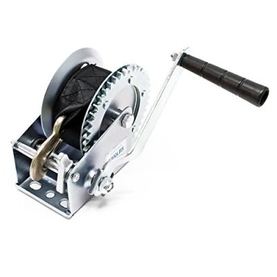 Abbildung von Wiltec Handseilwinde bis 550kg Übersetzung 4,1:1 160x131x219mm, Winde mit 7m Zugband, Seilwinde handbetrieben, Handseilzug effizient, Forstseilwinde