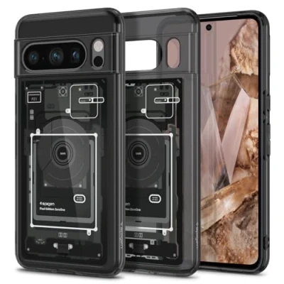 Abbildung von Google Pixel 8 Pro Hülle Kunststoff Spigen Backcover/Hard Case Handyhülle Transparent Shockproof/Stoßfest