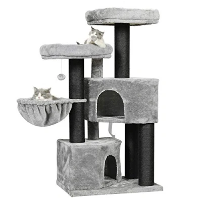 Abbildung von MSmask Kratzbaum groß XXL, Katzenbaum für Katzen stabil mit Sisal Kratzstangen, 2 Aussichtsplattform