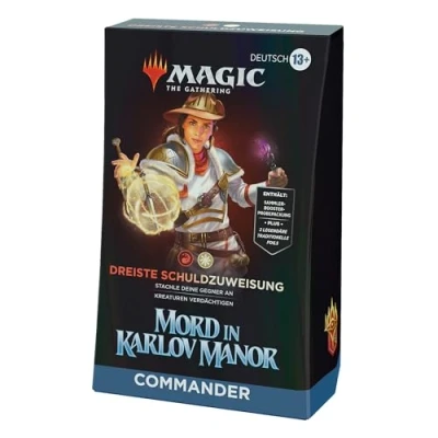Abbildung von Magic: The Gathering Mord in Karlov Manor Commander Deck Dreiste Schuldzuweisung (Deck mit 100 Karten, Sammler Booster Probepackung 2 Karten und Zubehör) (deutsche Version)