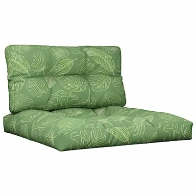 Abbildung von vidaXL Palettenkissen 2 TLG., Palettenauflage für Europaletten, Palettenpolster Palettensofa Outdoor Indoor, Sitzkissen Rückenkissen, Blattmuster Stoff