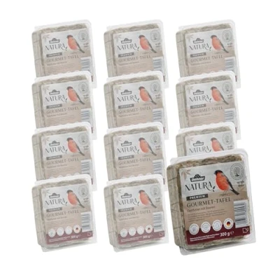 Abbildung von Dehner Natura Premium Wildvogelfutter, Wildvogelsnack, Futter Tafeln mit Beeren, Ganzjahresfutter proteinreich / kraftspendend, hochwertiges Vogelfutter für Wildvögel, 12 x 300 g (3.6 kg)