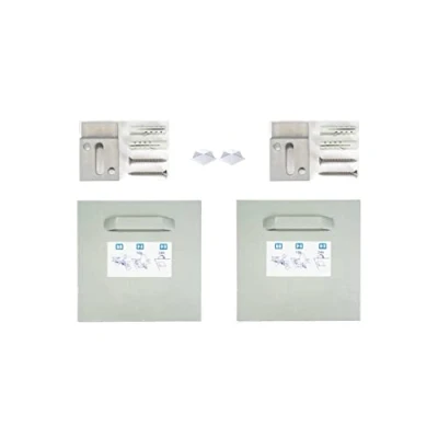 Abbildung von Selbstklebendes Befestigungsset Bilderhalter Spiegelhalter Dibond Aufhänger Haftbleche (2x Halter Z Haken Silikonpuffer, 100x100mm)