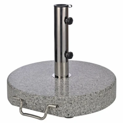 Abbildung von Haushalt International Betonschirmständer Schirmständer aus Granit, rund, 45cm, 30kg, Edelstahlgriff, Rollen, 1 tlg.