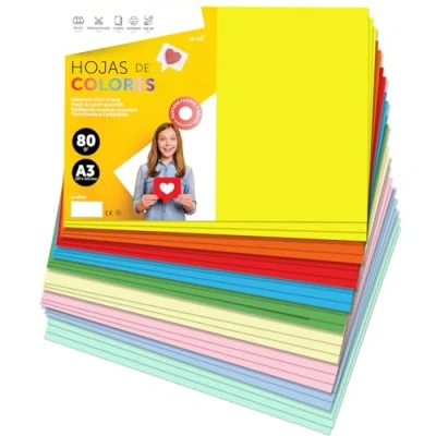 Abbildung von Buntes Papier A3 80g für Drucker &amp; Basteln, Farbige Blätter Kinder, Kreativprojekte, Karten Schule M office (250 Blatt, Intensive Pastellfarben)