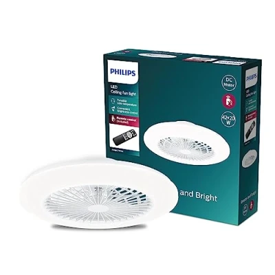 Abbildung von Philips Deckenventilator und LED Deckenleuchte Amigo, 20W+40W, Durchmesser 49cm, rund, inkl. Fernbedienung