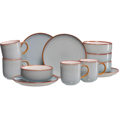 Abbildung von Ritzenhoff &amp; Breker Frühstücks Geschirrset &quot;Portofino (Teller, Schale, Kaffeebecher)&quot;, (Set, 12 tlg., 4 Kaffeebecher (400 m), Schalen (600 Teller Flach (Ø 20,5 cm), Reativglasur, jedes Teil ein Unikat, Teile, für Personen