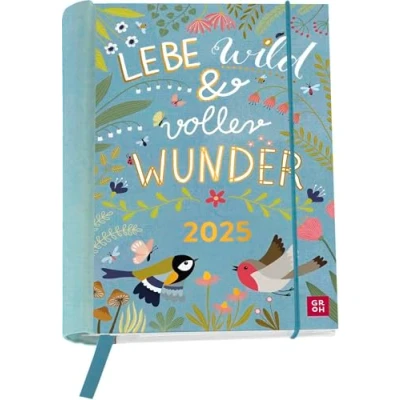 Abbildung von Buchkalender 2025: Lebe wild und voller Wunder: Wochenplaner Terminplaner Organizer. Praktischer kleiner Taschenkalender mit Spiralbindung, 12 heraustrennbare Postkarten inkl.