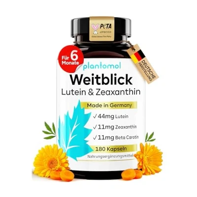 Abbildung von Lutein Zeaxanthin Kapseln Augenvitamine hochdosiert mit 44mg + 11mg Beta Carotin 6 Monatsvorrat Augen Weitblick