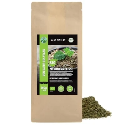 Abbildung von Bio Zitronenmelisse getrocknet (500g), Melissentee, Zitronenmelissentee aus kontrolliert biologischem Anbau, Melisse laborgeprüft, 100% rein und naturbelassen