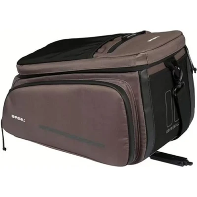 Abbildung von Basil Move Gepäckträgertasche MIK 10 26L, Braun, Wasserabweisend, Nachhaltig aus recyceltem Polyester, Inkl. abschließbarer Adapterplatte