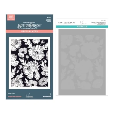Abbildung von Spellbinders Poppy Background Press Plate &amp; Stencil Bundle (BD 0885)