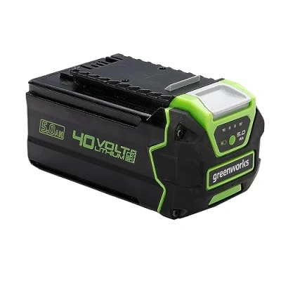 Abbildung von Greenworks 40V Akku Leistungsstarker für alle Garten und Elektrowerkzeuge, schnell aufladbarer 5Ah Lithium Ionen Akku,3 stufige LED Batterieanzeige, 2 Jahre Garantie G40B5