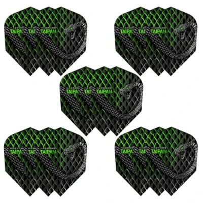 Abbildung von Harrows Taipan Dart Flights 5 x Sets Darts (15 insgesamt) I 100 Mikron Premium Extra Stark Made in UK Professionelles Dartzubehör Gold