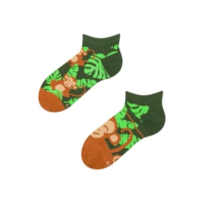 Abbildung von Dedoles Socken Unisex Damen Herren &amp; Kinder Baumwolle viele lustige Designs Fussball Fahrrad Pferde Geschenk links rechts verschieden, Farbe: Grün, Motiv: Kleines Äffchen (Knöchelsocken), Gr. 27 30