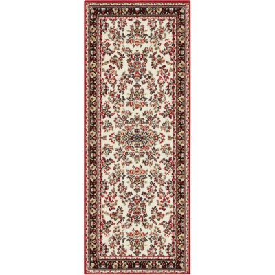 Abbildung von Hanse Home Design Kurzflor Wohnzimmerteppich Orient Zabul Perser Look, Orientalischer Teppich für Esszimmer, Wohnzimmer, Schlafzimmer Creme/Rot, 80x250 cm