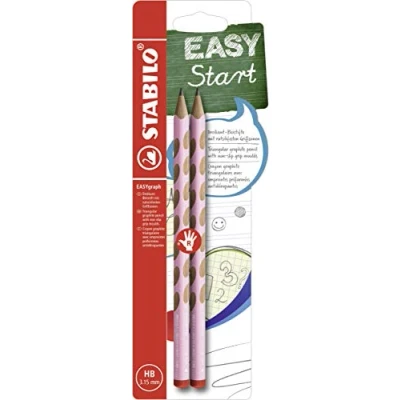 Abbildung von Ergonomischer Dreikant Bleistift für Rechtshänder STABILO EASYgraph in pastellpink 2er Pack Härtegrad HB