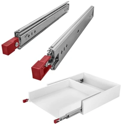 Abbildung von 1 Paar SOTECH Schwerlastauszüge VarioSlide KV2 100 H53 L1000 EH 1000 mm mit Lock in/out Einrastfunktion rotem Hebel Schwerlast Vollauszug belastbar bis Kg