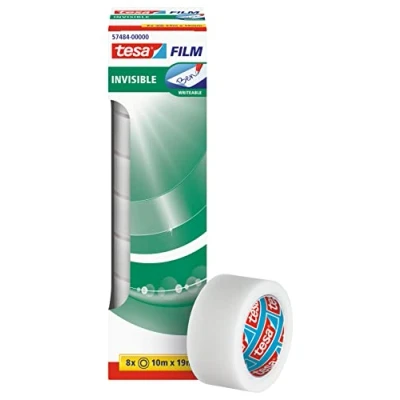 Abbildung von tesa tesafilm invisible matt unsichtbares Klebeband alterungsbeständig und reißfest 10 m x 19 mm 8er Pack