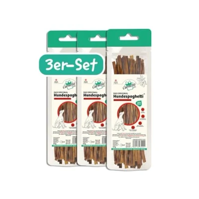 Abbildung von Carnello Hundeleckerli Hundespaghetti Hunde Leckerlis, Leckereien für Hunde, Leckerli Hund, Hundesnacks getreidefrei Leckerlibeutel (3 x 60g)