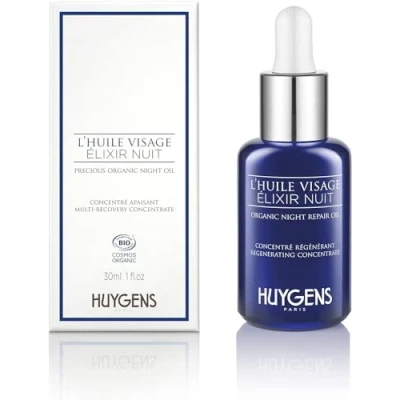 Abbildung von Organic Night Elixir Concentrate HUYGENS BIO und 100% natürliches Nachtserum Regenerierendes Konzentrat für perfekte Haut Vegan Cruelty Free Made in France 30ml
