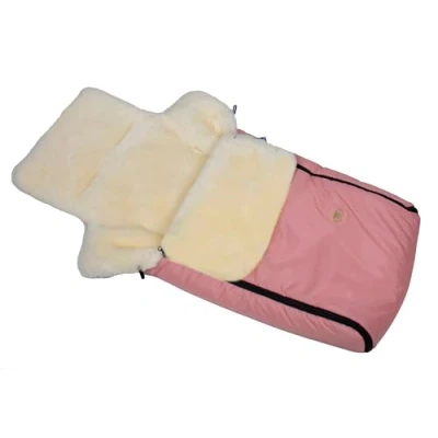 Abbildung von Reissner Lammfelle Merino Lammfell Baby Fußsack KESSY mit Reißverschluss für Kinderwagen Buggy &amp; Stroller rosa