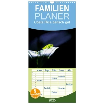 Abbildung von Familienplaner 2025 Costa Rica tierisch gut mit 5 Spalten (Wandkalender, 21 cm x 45 cm), CALVENDO
