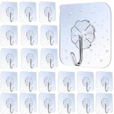Abbildung von Lamondre 30 Stück klebehaken Selbstklebende Haken, transparent Klebehaken, wandhaken selbstklebend transparent, Wasserfeste Mehrzweckhaken für Handtuch, Mantel, Schlüssel und Küchenutensilien