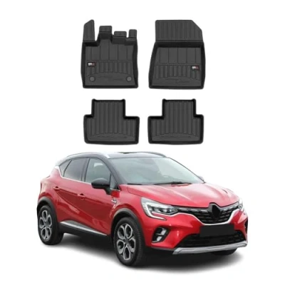 Abbildung von Fußmatten Gummimatten kompatibel mit Renault Captur II 2019 2023 OMAC Premium 3D Schwarz TPE Gummi