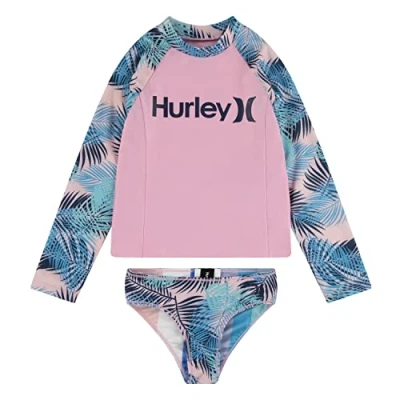 Abbildung von Hurley Mädchen Hrlg Ls UPF Top/Bottom 2pc Bikini Set, Pink, 12 años