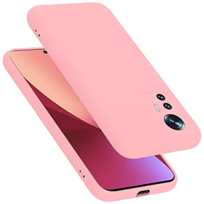 Abbildung von Cadorabo Hülle kompatibel mit Xiaomi 12 / 12X Silikon Handyhülle für Case aus flüssigem Kratzfeste und stoßfeste dünne TPU Schutzhülle Liquid PINK