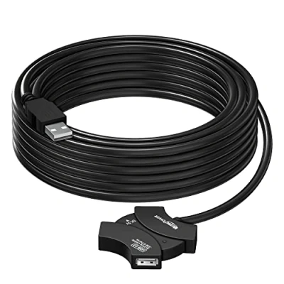 Abbildung von MutecPower 10m USB 2.0 Verlängerungskabel mit 4 Port Hub und Verlängerungs Chipsatz Aktives Kabel männlich zu weiblich/Repeater 10 meter schwarz