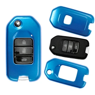 Abbildung von Klapp Schlüssel Hülle Hartschale Cover Blau für Honda Civic Jazz CR V HR NSX
