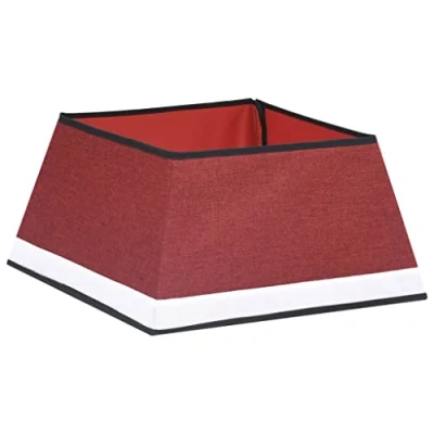 Abbildung von vidaXL Weihnachtsbaumrock Weihnachtsbaumdecke Christbaumdecke Baumkragen Weihnachtsbaum Ständer Abdeckung Verkleidung Deko Rot Weiß 48x48x25cm