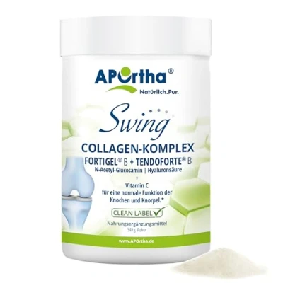 Abbildung von APOrtha® Swing Collagen Komplex mit FORTIGEL® + TENDOFORTE® B (Rind), Hyaluronsäure Glucosamin Pulver 340 g