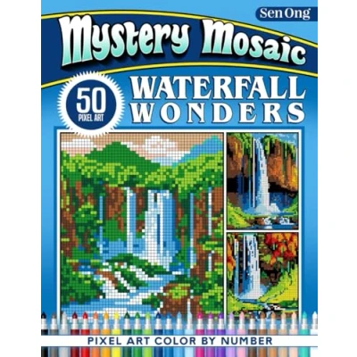 Abbildung von Waterfall Wonders Mystery Mosaics Color by Number: 50 Pixel Art Landscapes for Relaxation and Inspiration