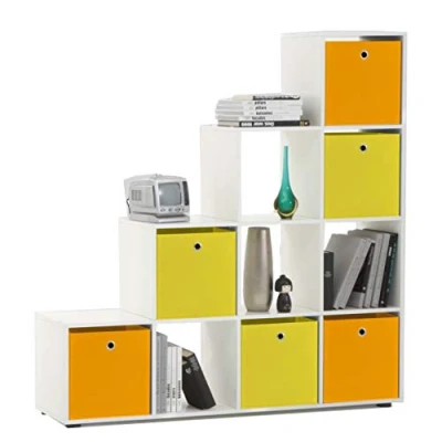 Abbildung von FMD Möbel, 248 002 Mega 2, Treppenregal Raumteiler Bücherregal Raumtrenner 10 Fächer, in Betongrau 138. 5 x 141. 32. 6 cm (BHT)