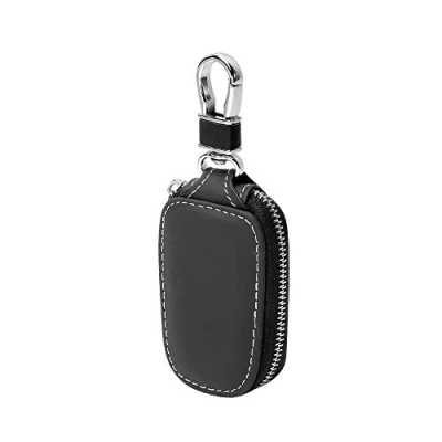 Abbildung von Autoschlüssel Abdeckung,Auto Schlüsselanhänger Tasche Schutz aus,PU Leder Reißverschluss Autoschlüssel(Schwarz)