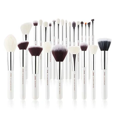Abbildung von Jessup Pinselset Makeup Make Up Pinsel Set Schminkpinsel Kosmetikpinsel 25 Stück Gesichtspinsel Augenpinsel Lidschatten Professionelle Puderpinsel Synthetische Haare Weiß Silber T235