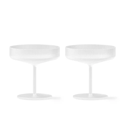 Abbildung von ferm LIVING Sektschale Ripple, weiß, 150 ml, Glas, 2er Set