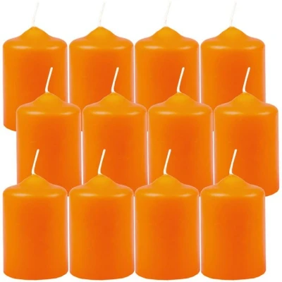 Abbildung von HS Candle Stumpenkerze Dekokerze (12 tlg), Wachskerzen Ø4cm x 6cm Teelicht Durchmesser, viele Farben