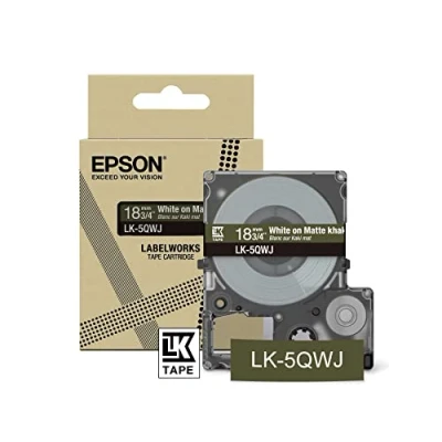 Abbildung von Epson Etikettenkassette, mattes Beschriftungsband LK 6YBJ schwarz auf gelb, langlebiges Band für LabelWorks Etikettendrucker, wasser &amp; verschleißfest, 8 m x 24 mm