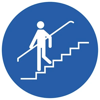 Abbildung von 10 Stück Bitte Handlauf benutzen Aufkleber Ø 9,5cm Sticker Schild Treppengeländer nutzen Gebotszeichen Warnzeichen mit UV Schutz für Außenbereich Innenbereich