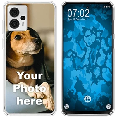 Abbildung von PhoneNatic personalisierte Handyhülle für Moto G13 Custom Case in Clear zum selbst gestalten mit eigenem Foto Bild Text individuell