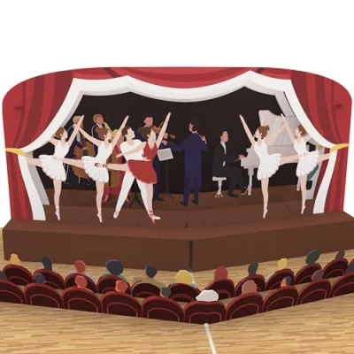 Abbildung von MOKIO® Pop Up Karte Ballett 3D Gutschein für einen Ballettbesuch, als Verpackung Opern oder Theaterkarten, Grußkarte zum Geburtstag